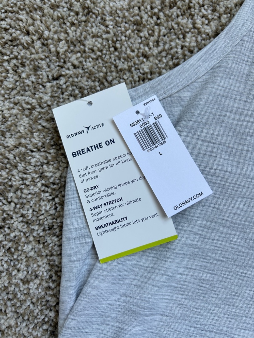 NWT Old Navy Active Light Gray Women's Breathe Tank Top - Women's Large - Picture 2 of 5